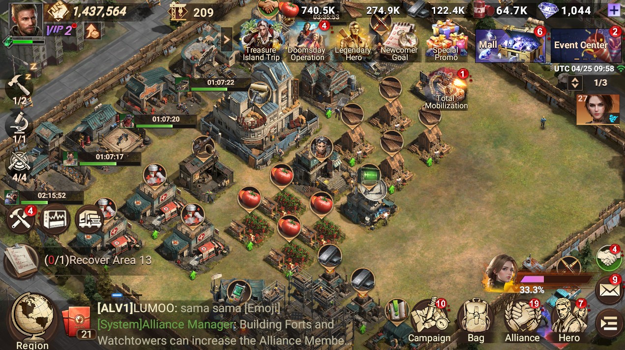 Doomsday: Last Survivors — Main base / home screen