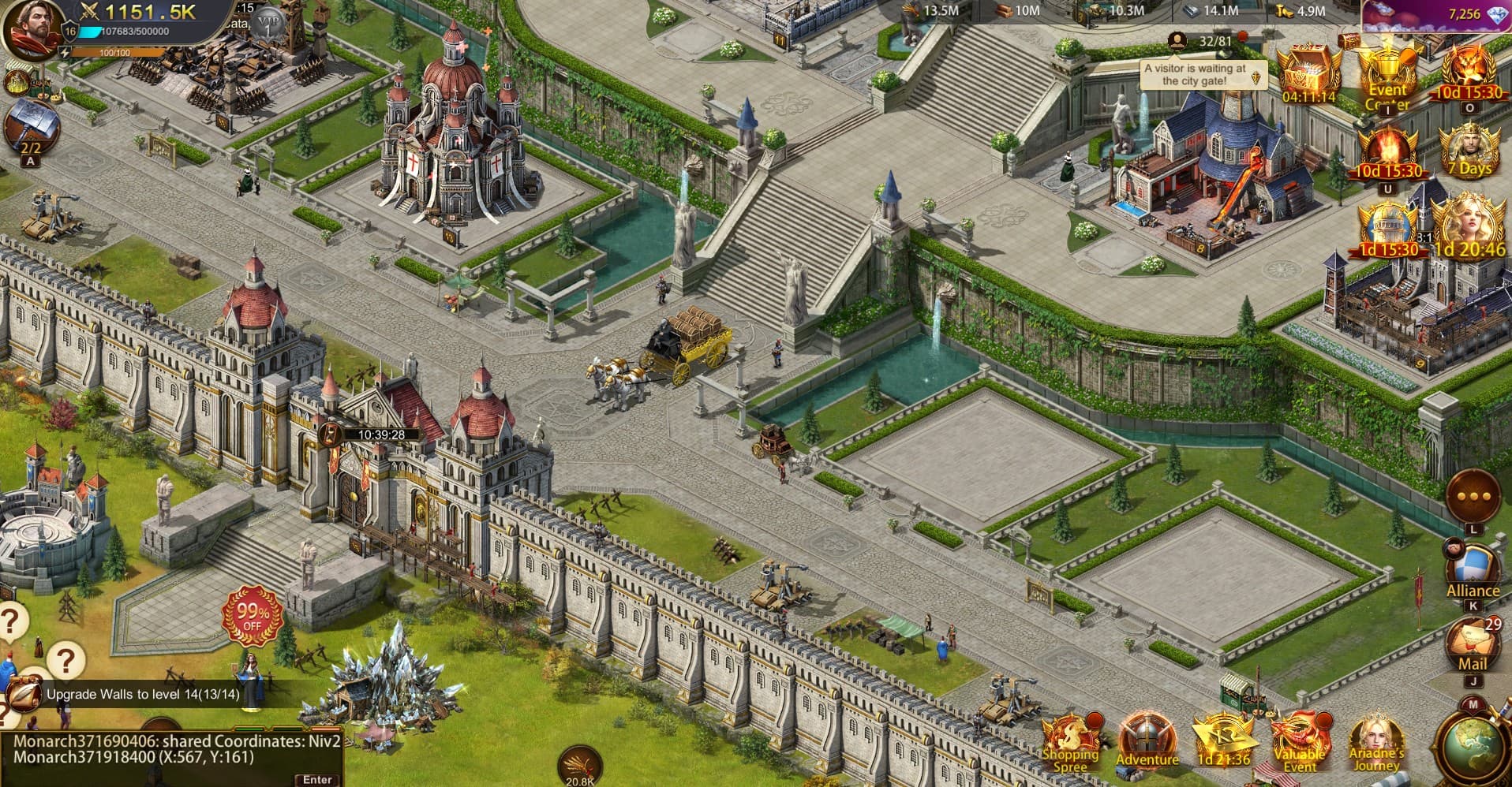 Evony: The King's Return — Main base / home screen