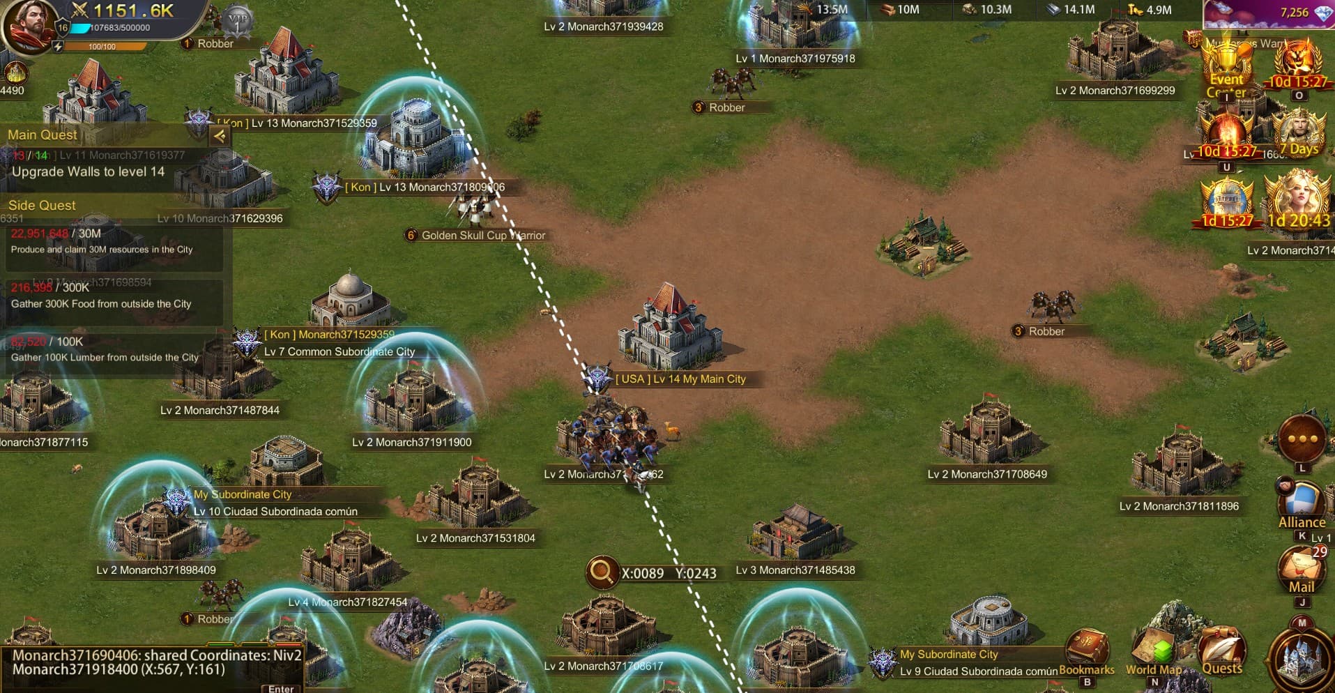 Evony: The King's Return — World map / overworld