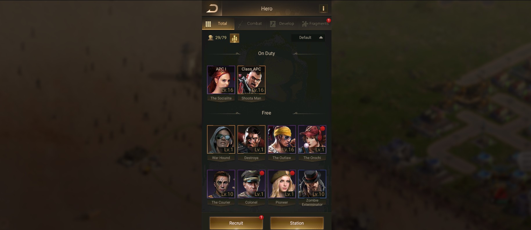 Last Shelter: Survival — Hero / commander screen